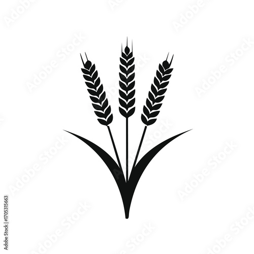 Wheat Stalks with Leaves Icon Keywords: wheat, grain, agriculture, harvest, food, bread, cereal