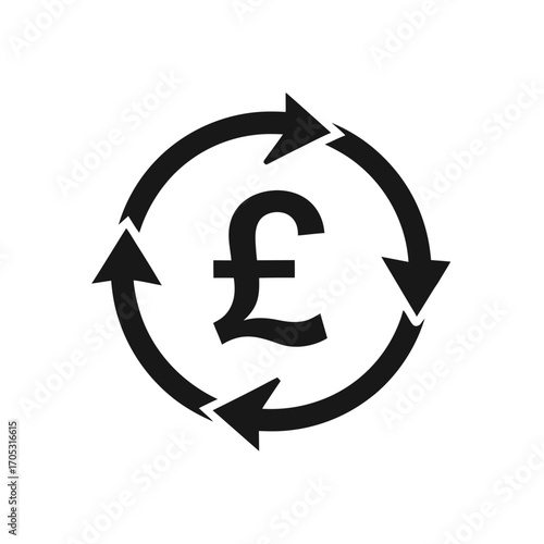 Pound symbol currency exchange circulation on transparent background