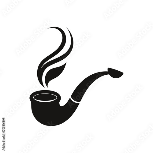 Silhouette of a smoking tobacco pipe design on transparent background