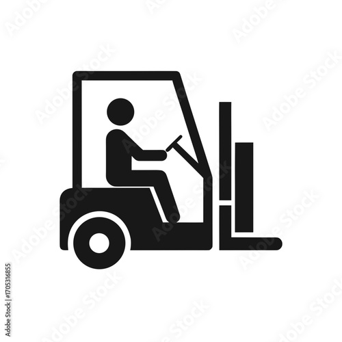 Illustration of a person in a forklift on transparent background