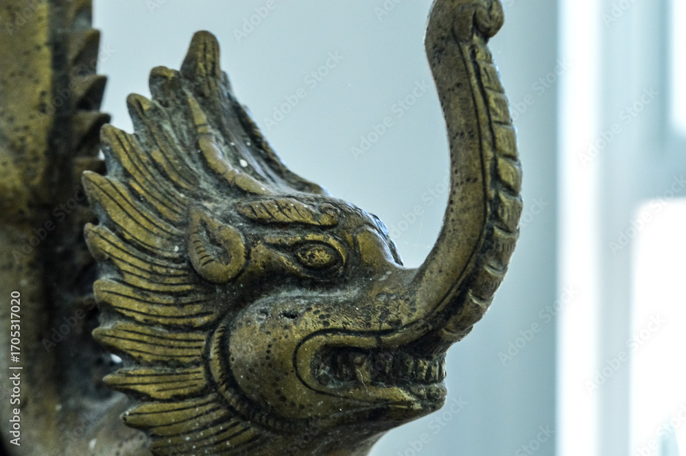 Fototapeta premium Close-up Traditional Thai style pattern of elephant in Thai temple
