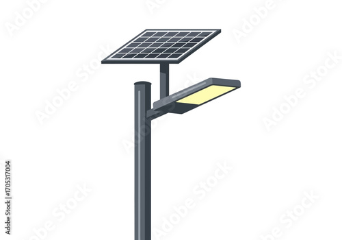 Modern solar street lamp illuminates pathway for sustainable urban development and eco-friendly lighting solutions