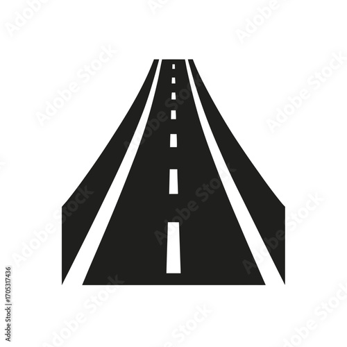 Illustration of a straight black road view on transparent background