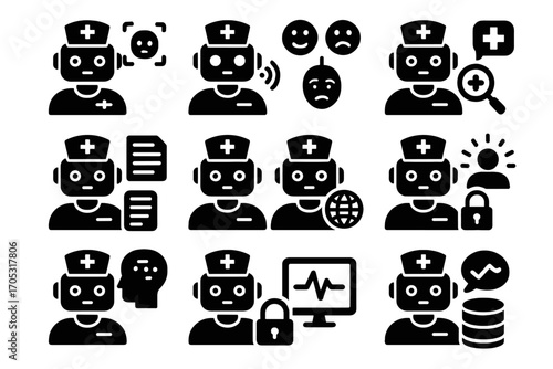 Behavior generation suggestion symptom ai language command nurse robot voice vector data