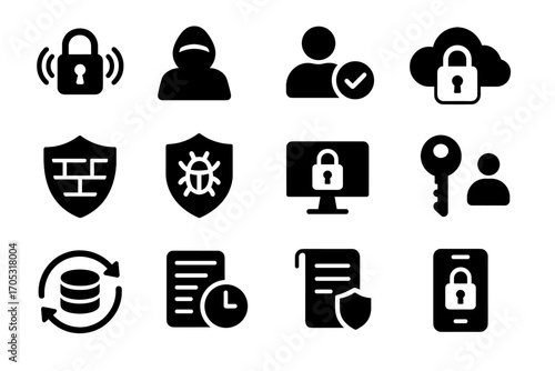 Cloud secure login data icon anonymization protection vector cybersecurity grid user privacy