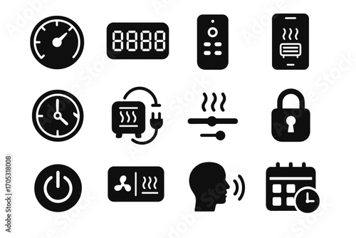 Icon indicator selection heater vector mode nano programmable intensity auto setting timer