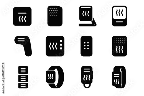 Heat surface modular interface heater nano icon transparent style band vector
