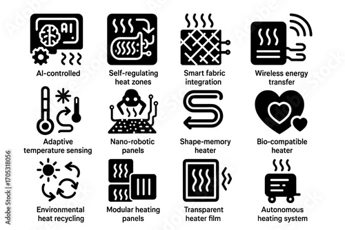 Film temperature fabric futuristic heater repair vector heat icon heating nano integration