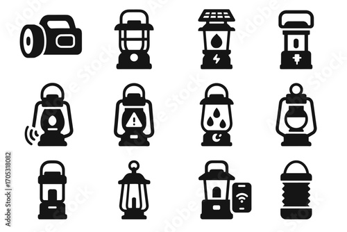 Foldable emergency adjustable hanging vector icon smart lantern handheld led digital lanterns