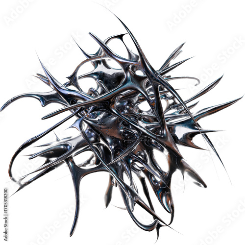 Polished 3D chrome metallic futuristic style perfect for logo design poster or digital art