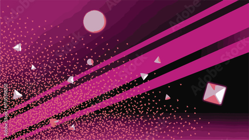 Abstract Geometric Composition with Pink and Purple Hues and Scattered Triangles vector illustration