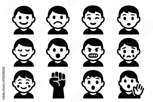 Emotion avatar blushing eyebrows open icons surprised vector look winking icon tears