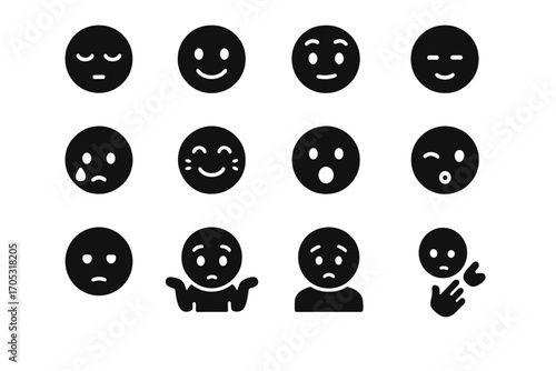 Snap pulse eyes icon nod tear mouth emotion vector shoulder icons shake
