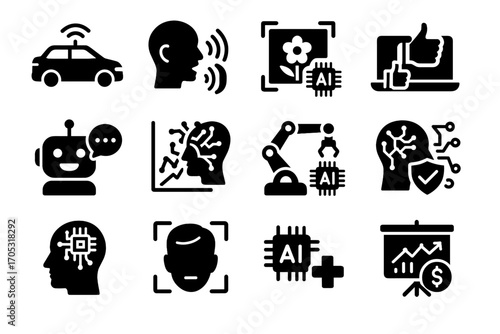 Ai modeling project classification vector vehicles icon speech recognition processing language financial