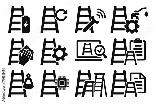 Smart cleaning icon hardware inspection vector load icons firmware ladder support sensor