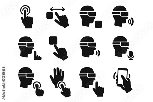 Swipe ar pinch interaction icon long gesture vector double gaze drag hover