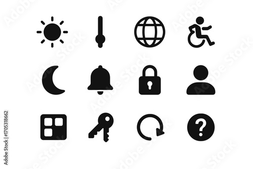 Icon ar selector accessibility brightness privacy reset profile layout button vector menu