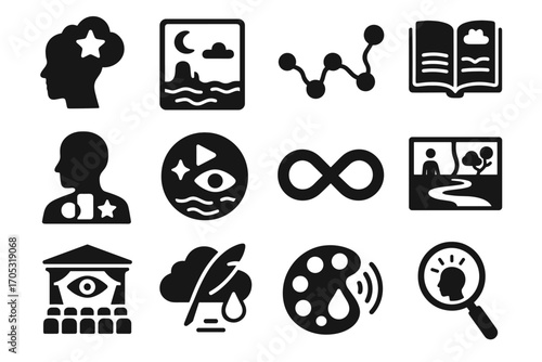 Render art dream vector journey builder generator visualization icon filter timeline set