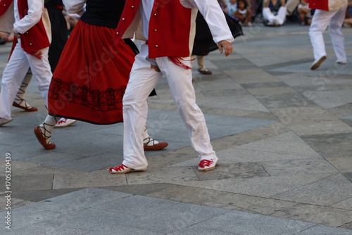Basque folk dance performance in an outdoor festival