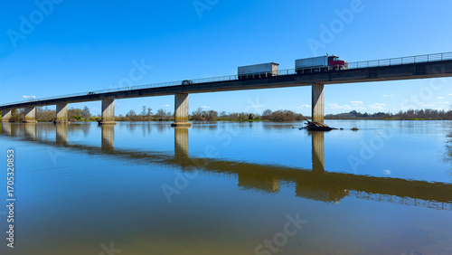 Wallpaper Mural Waikato River, New Zealand. Single-lane Rangiriri Bridge with truck and trailer. Also known as Glen Murray Road Bridge. Torontodigital.ca