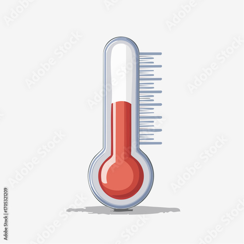 Cartoon Thermometer Showing High Temperature.