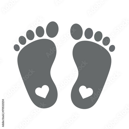 Barefoot human foot prints icon silhouette on a white background vector illustration