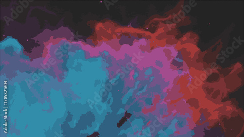 Abstract Nebula or Smoke Cloud in Vibrant Blue, Purple, and Red Hues Against Dark Background