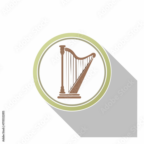Classic Harp Silhouette in Circle Design.