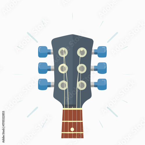 Closeup of a DarkColored Acoustic Guitar Headstock.