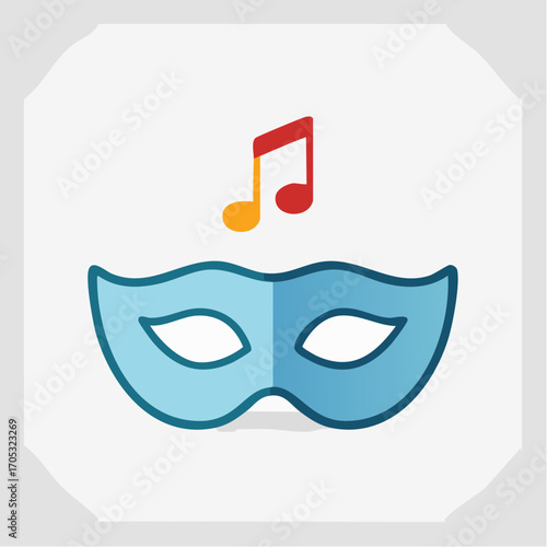 Colorful Carnival Mask with Musical Note.