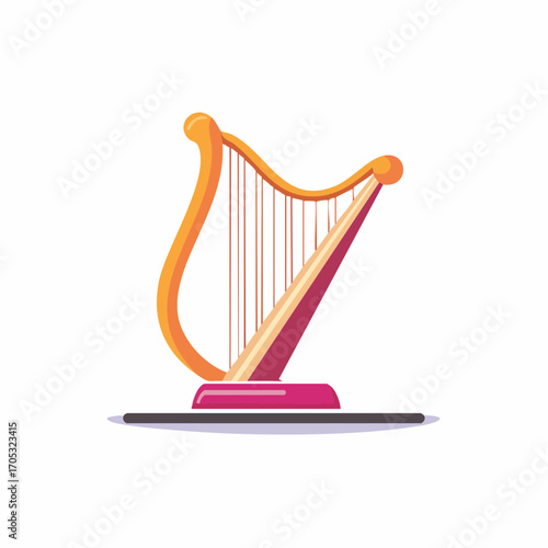 Colorful Cartoon Harp Illustration 1.
