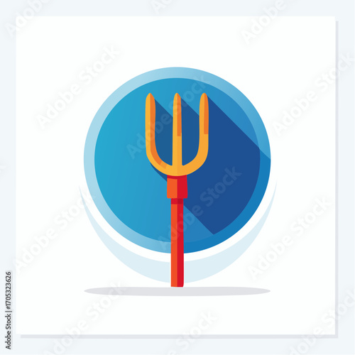 Colorful Cartoonish Garden Rake Icon.