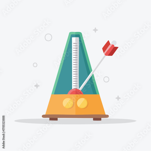 Colorful Flat Design Metronome with Arrow.