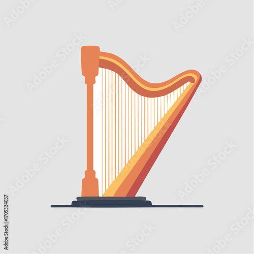 Colorful Illustration of a Classical Harp.