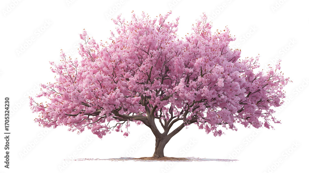 Obraz premium Sakura branch with fresh pink flowers, elegant Asian plant detail on transparent png background. Ai generated