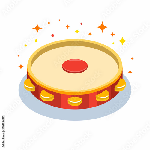 Colorful Rhythmic Tambourine with Decorative Accents.