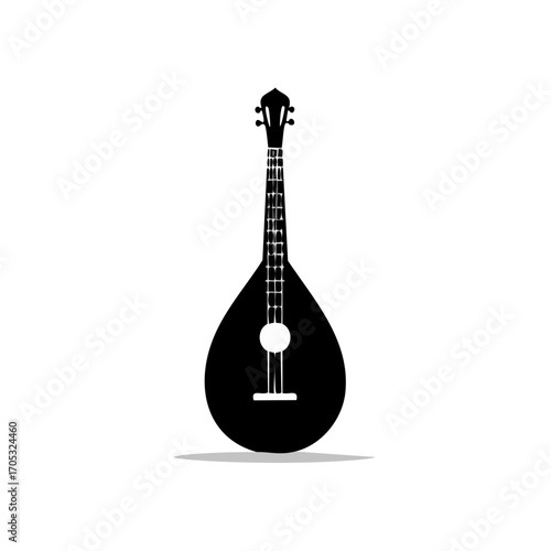 Colorful Silhouette of a Medieval Stringed Instrument.