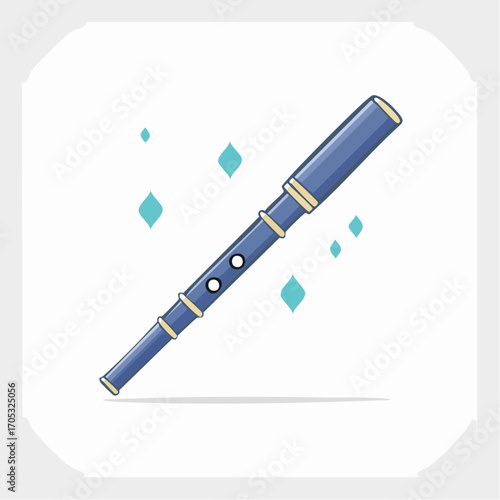 Cute Cartoon Illustration of a Blue Flute.