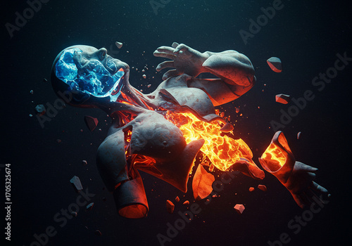  Shattering Human Form Revealing Mind and Fiery Emotion