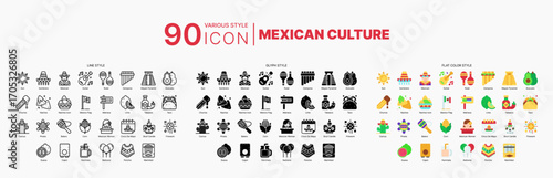 Mexican Culture Icons Bundle in Various Style Suitable for Web, Apps, Presentation, or Printable Meanings