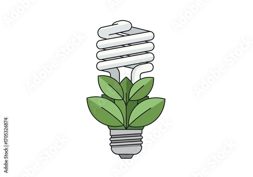 Eco-friendly light bulb with growing leaves for sustainable power solutions and green energy concepts