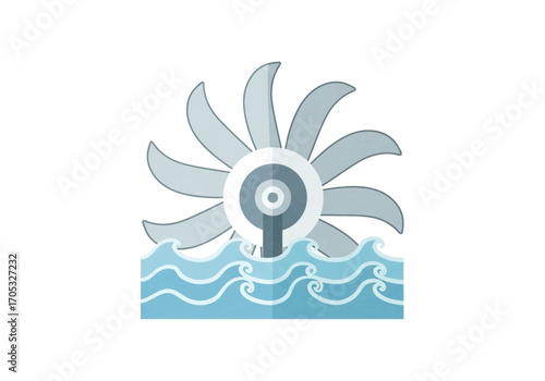 Water wheel power illustration, eco friendly energy concept for clean renewable resources