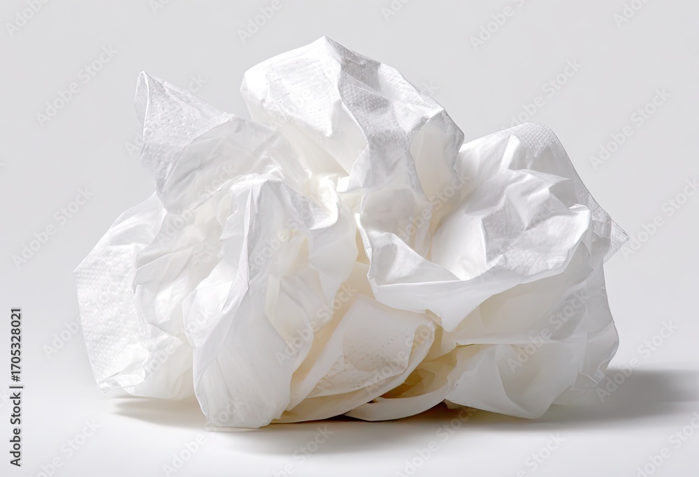 Obraz premium Crumpled white tissue paper ball against a plain background