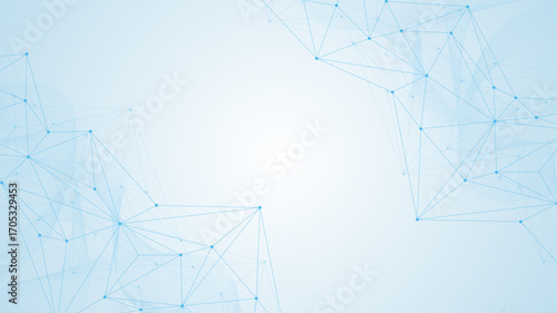 Global network connection website header or banner design. Abstract background with connecting dots and lines. Global business. Social network communication. Internet technology. Vector illustration