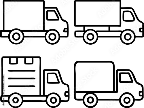 Vector art of set of delivery truck icon for transportation