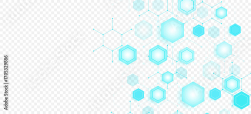 Molecular structure and genetic engineering, atom, neural network, neurons, DNA molecule. Scientific research concept for healthcare, medical, technology, chemistry, science template presentation