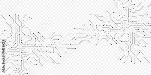 Circuit board digital abstract background. Motherboard technology texture design. AI semiconductor and computer processor on tech bg. Vector illustration