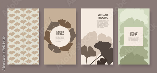 Ginkgo biloba botanical templates for stories or presentations