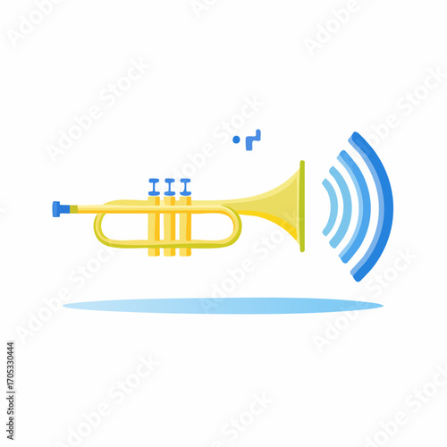 Golden Trumpet with Sound Waves.
