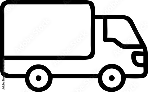 Vector art of delivery truck with box body, icon style